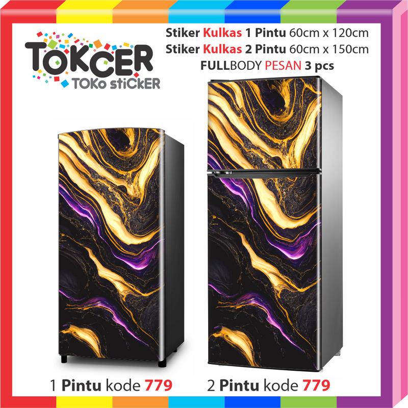 STIKER Kulkas 1 Pintu atau 2 Pintu Motif MARMER MEWAH Keren Sticker 7