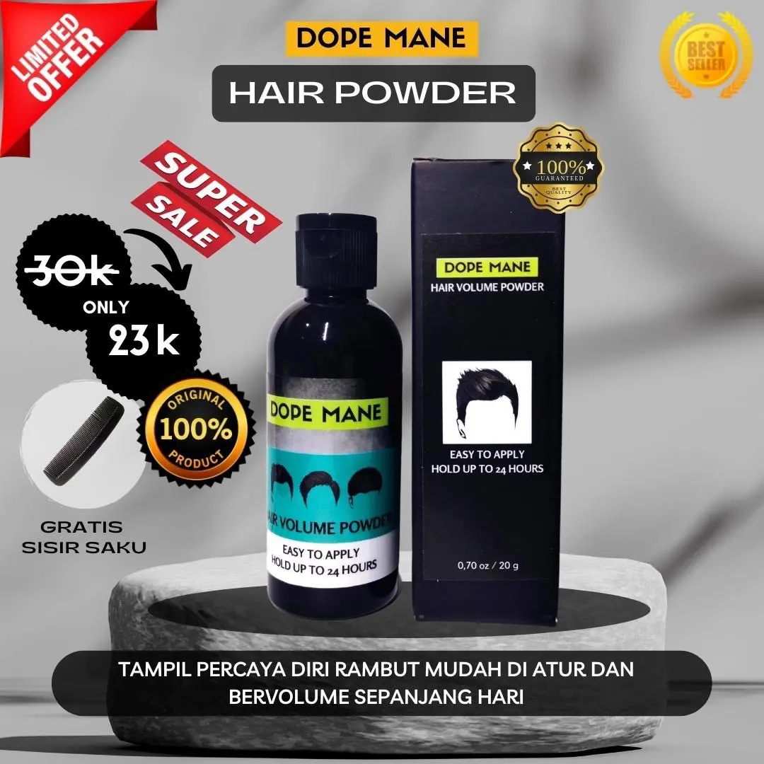 Dope Mane Hair Powder + Gratis Sisir Saku