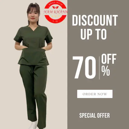 Bộ scrubs bác sĩ cổ tim - bộ blue đồng phục kỹ thuật viên, điều dưỡng, hộ lý, spa Chất Vải Lon Có Co Giãn 3