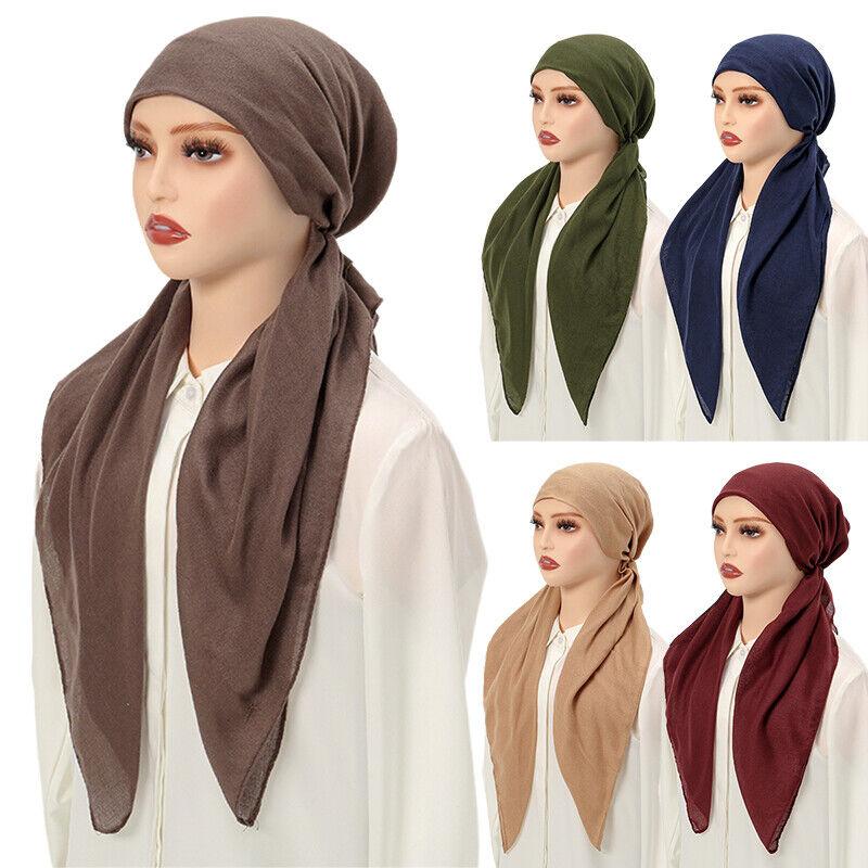 Topi Hijab Serban, untuk Wanita, Warna Pepejal, Fesyen, Pembalut ...