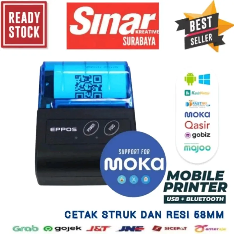 PRINTER BLUETOOTH THERMAL 58MM SPX583 dan PT02 STRUK MINI KASIR PORTABLE PPOB RESI LABELRol CETAK HITAM
