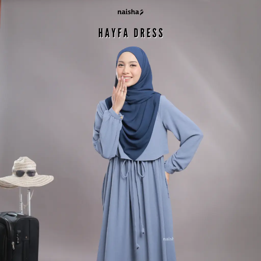Naisha Official Gamis Crinkle Travelling Hayfa 2 in 1 Dress Vest Crinkle Busui dan Wudhu Friendly Busana Muslim Remaja dan Dewasa Airflow Brown Wanita Syari Maxi Midi Rayon Katun