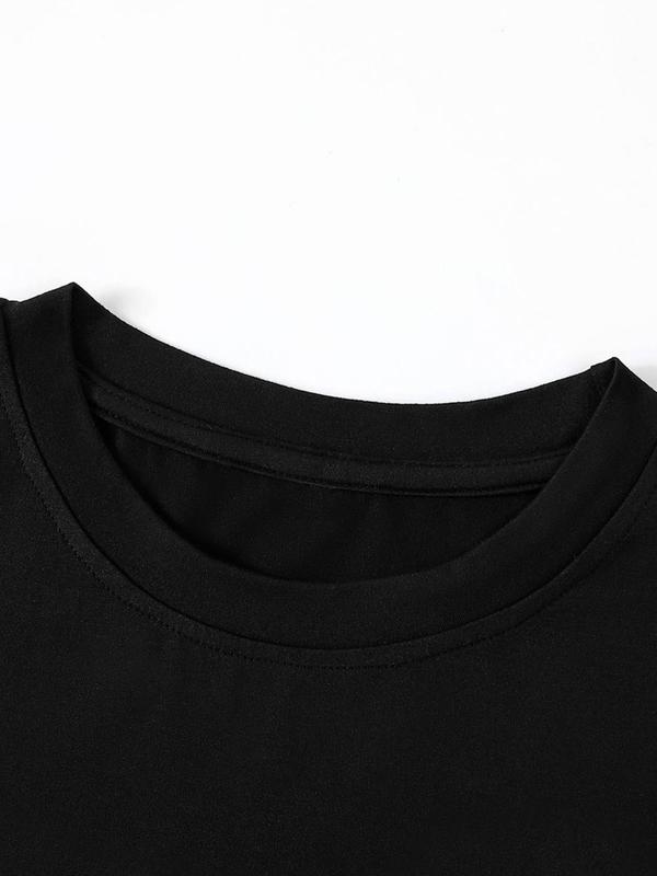 Men's Regular Fit Letter Print Round Neck Tee, Casual Short Sleeve Crew Neck T-shirt for Daily Wear, Fashion Men's Top for Summer 8