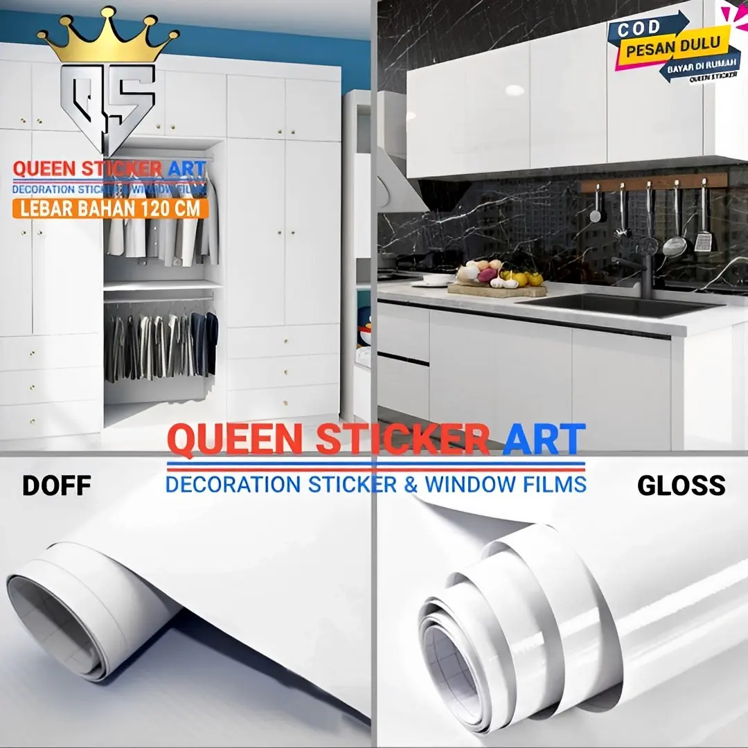 Wallpaper Stiker Lemari Meja Dinding Dapur Pintu Furniture Marble Putih Polos Gloss Glossy Doff Matte Wall Sticker Walpaper Motif Serat Kayu Anti Air Minyak Dan Panas Wallstiker