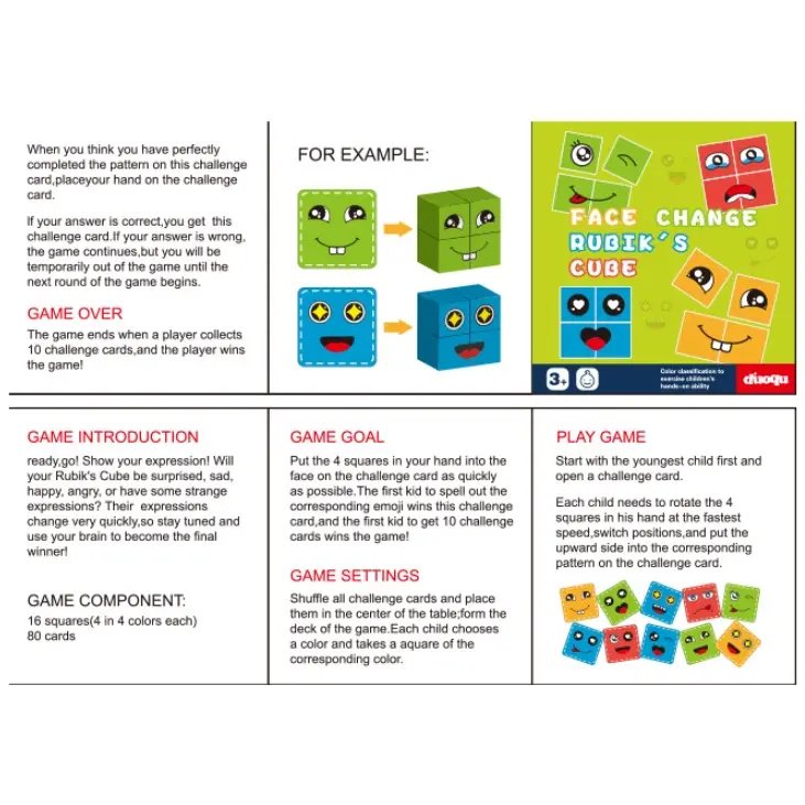 Mainan Edukasi FACE CHANGE RUBIK'S CUBE (TANPA BELL) / Mainan Ekspresi Anak / Face Changing Cube 4
