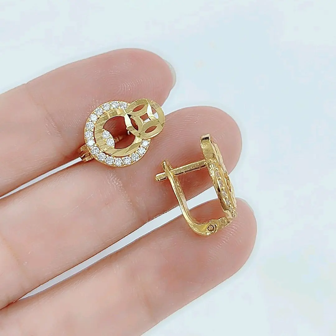 Hoa tai đồng KT thời trang đính hột