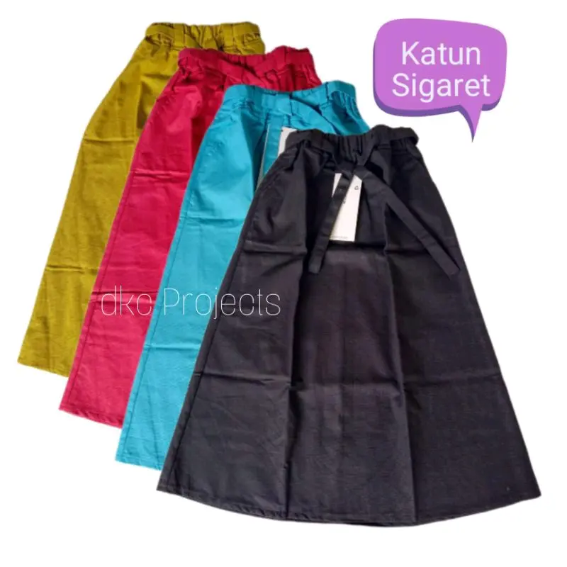 Rok Katun Sigaret Polos Anak Usia 3-7 Tahun A-Line Santai Perempuan