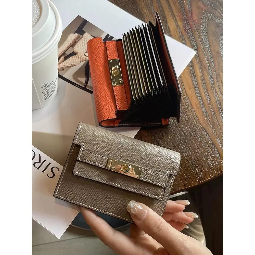 Card Holder for Women 2024 New Small Internet Celebrity Anti-Degaussing Multiple Card Slots High-Grade Organ Genuine Leather High-End Card Holder