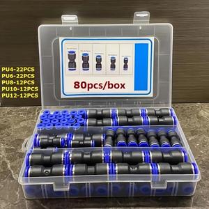 Kit de 80 piezas de accesorios de manguera de aire de conexión rápida - Junta neumática a presión metálica, rosca universal, impermeable y a prueba de fugas, fácil instalación, sólido y duradero, Adecuado para tuberías de múltiples dimensiones
