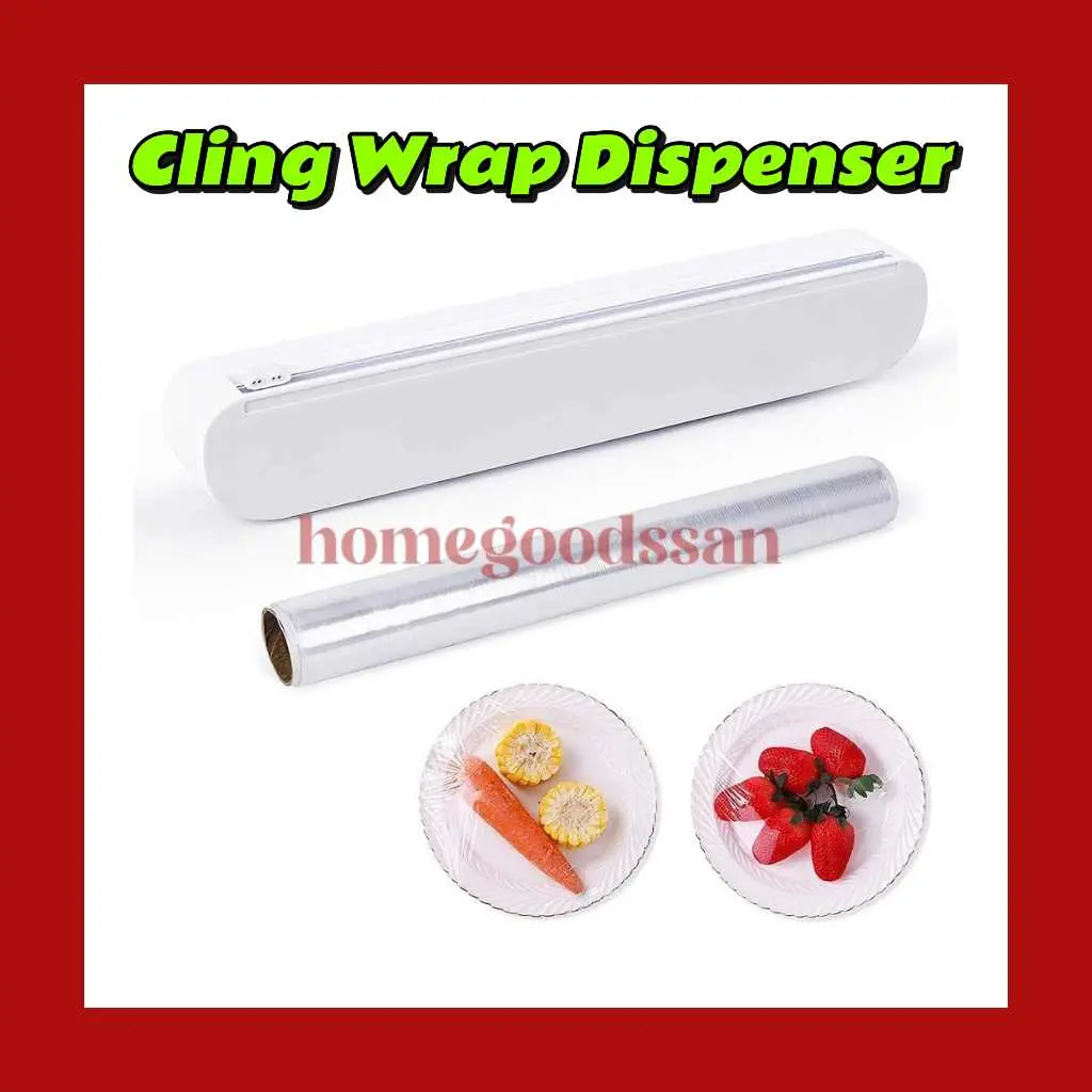 homegoodssan Plastic Food Wrap Dispenser With Slide Cutter Adjustable Cling Film Cutter