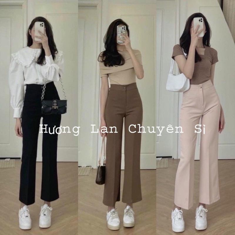 Quần Tây Nữ Ống Loe Nhẹ - Quần Ống Đứng Dành Cho Nấm Lùn Chất Vitex Pants Đen