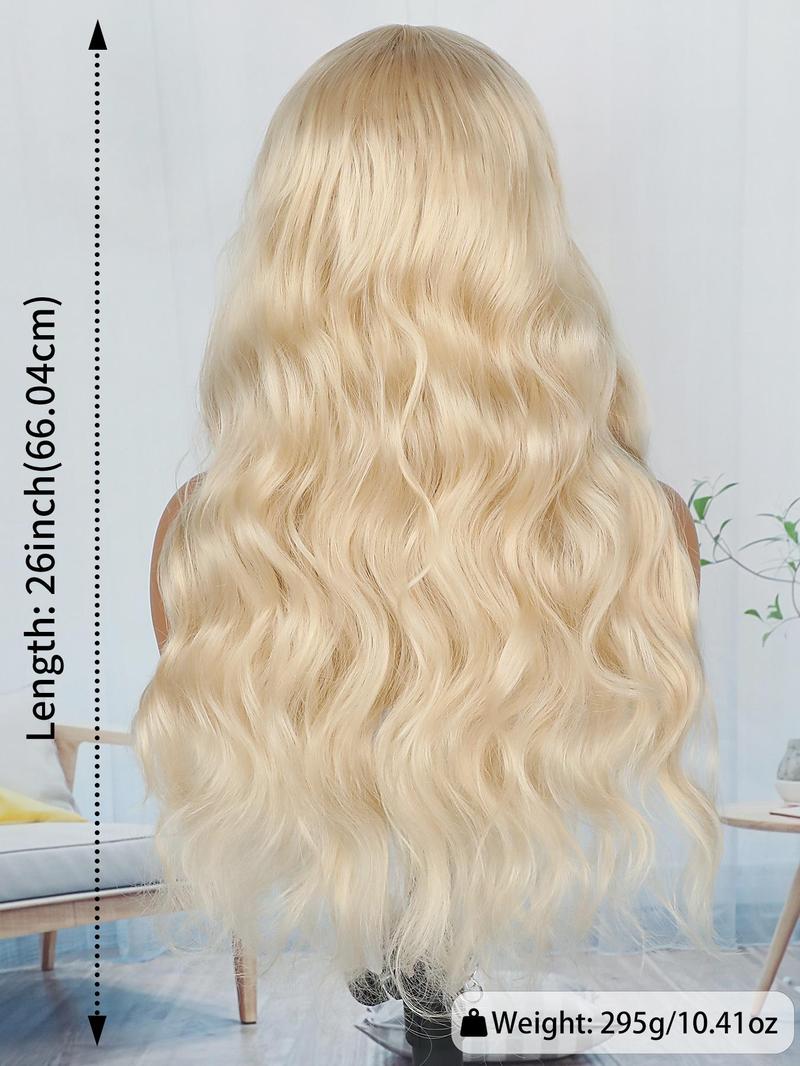 Product Introduction of 26 Inch Long Blonde Wavy Wigs for Women, Gorgeous Fluffy Wigs without Bangs, Synthetic Lace Front Wigs for Party, Daily Use 1