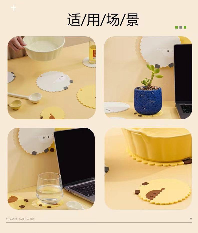 Product Introduction of Tuantuan Sheep Household Tea Cup Mat Placemat Bowl Mat Thickened Anti-scald High Temperature Resistant Food-grade Silicone Heat Insulation Mat Bowl Mat 5