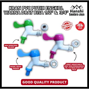Kran Tembok Taman Model Engkol Jempol Drat Bisa 1/2 inch 3/4 Inch Hijau Pink Pvc Air