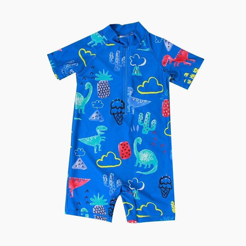 Bộ Đồ bơi trẻ em Kèm mũ che gáy hình Khủng long, Áo bơi cho bé - RICHKIDS Kem Quần