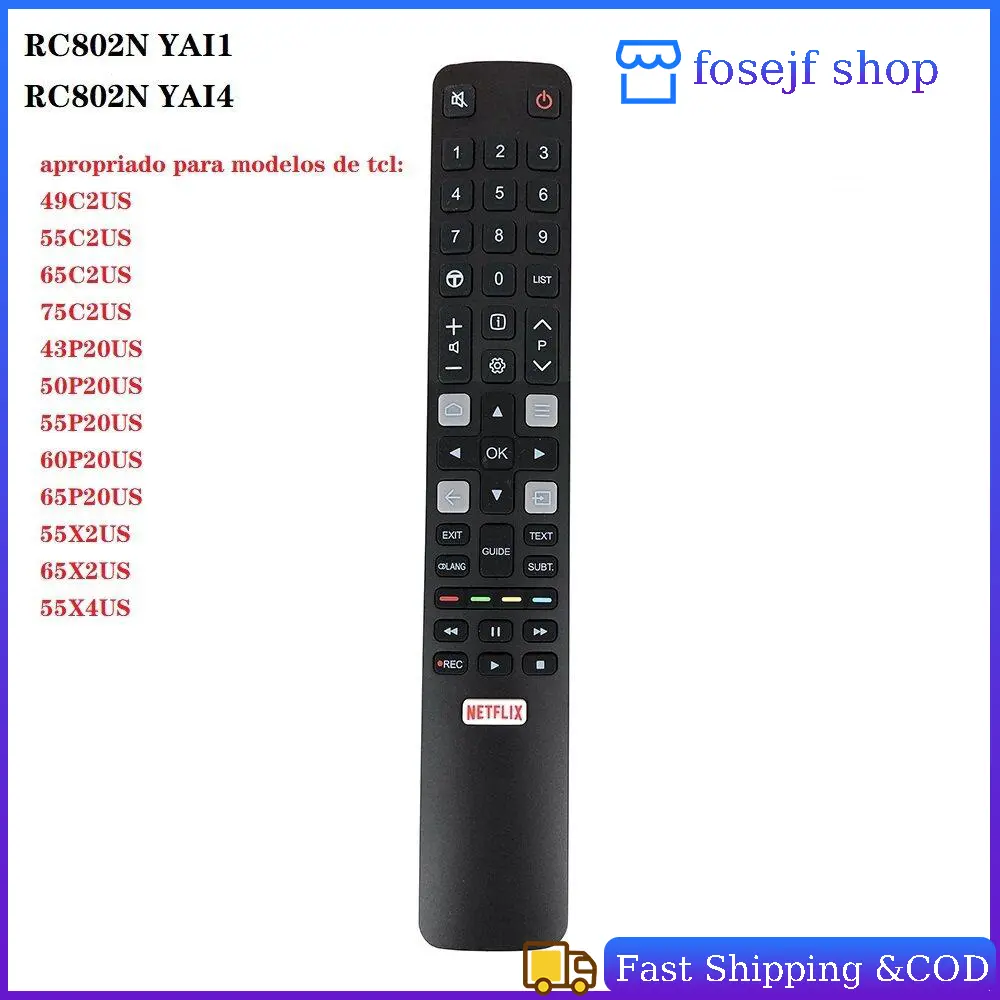 Suit for TCL Smart TV Universal Remote Control RC802N For TCL Smart TV Netflix U43P6046 U49P6046 U65P6046