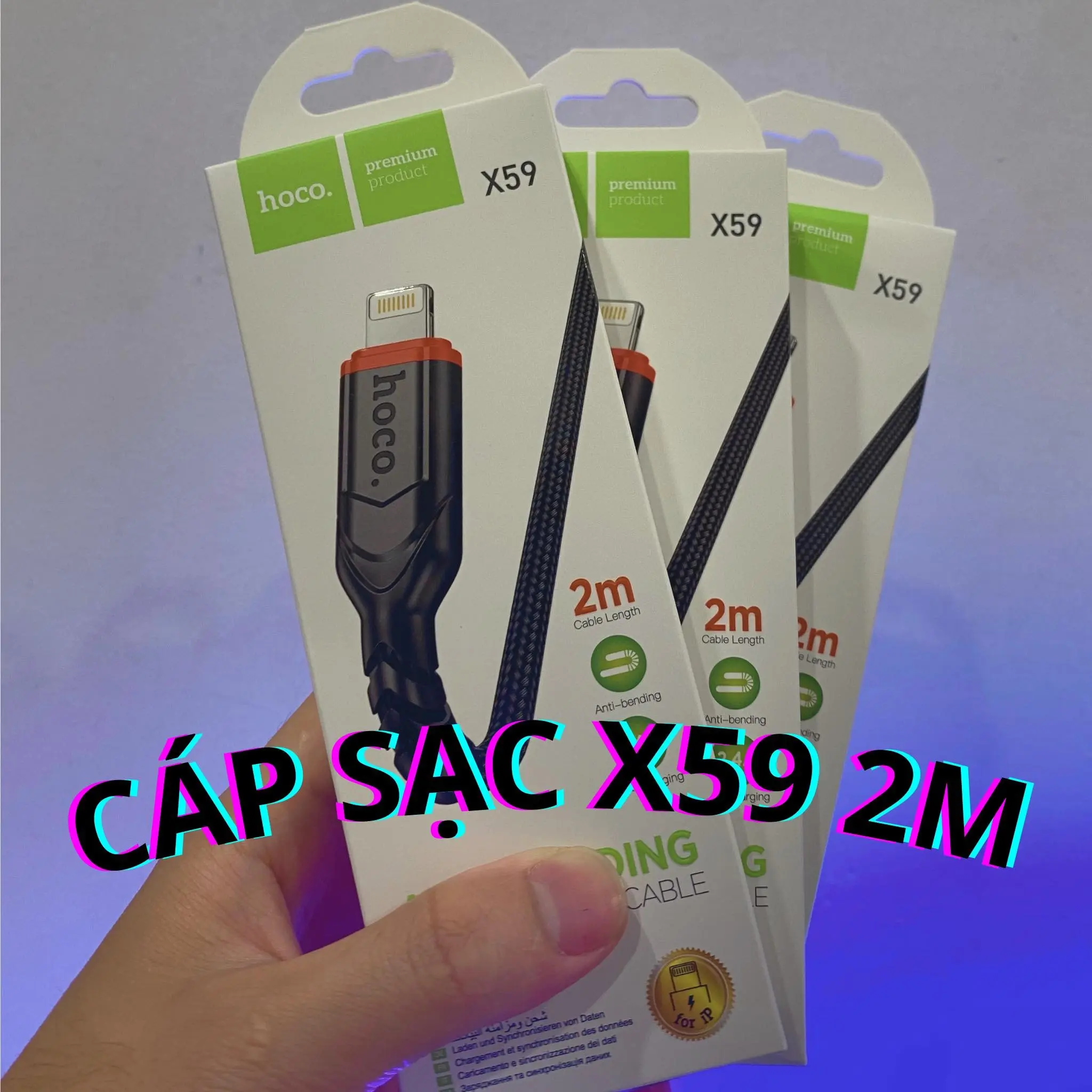 CÁP SẠC HOCO X59-2Mét-USB TO IPHONE/MICRO/TYPE-C-Dây Sạc Dù Hoco Hỗ Trợ Sạc 2.4A/3A-Chống Dối Đứt Gẫy Gập-Bảo Hành 12 Tháng Phụ Kiện Sạc Điện Thoại