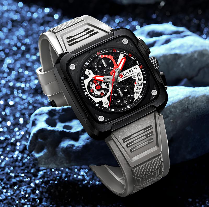 Đồng hồ nam Curren 8461 lịch lãm viền thép chống rỉ mặt kính khoáng chống trầy xước tốt chống nước 3 ATM chạy full 6 kim hiển thị ngày đeo tay sang trọng Hk watch chronograph