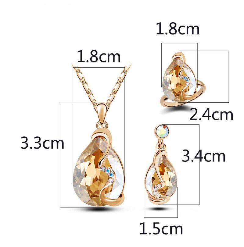 Product Introduction of 4 piece set Women's jewelry set necklace earring ring set Luxury rhinestone necklace Ladies' and girls fashion jewelry Gift 10