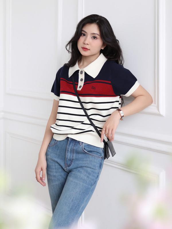  LIN CLOSET  AT866  Áo len phối màu cao cấp style Hàn Quốc - MAY COLLECTION 