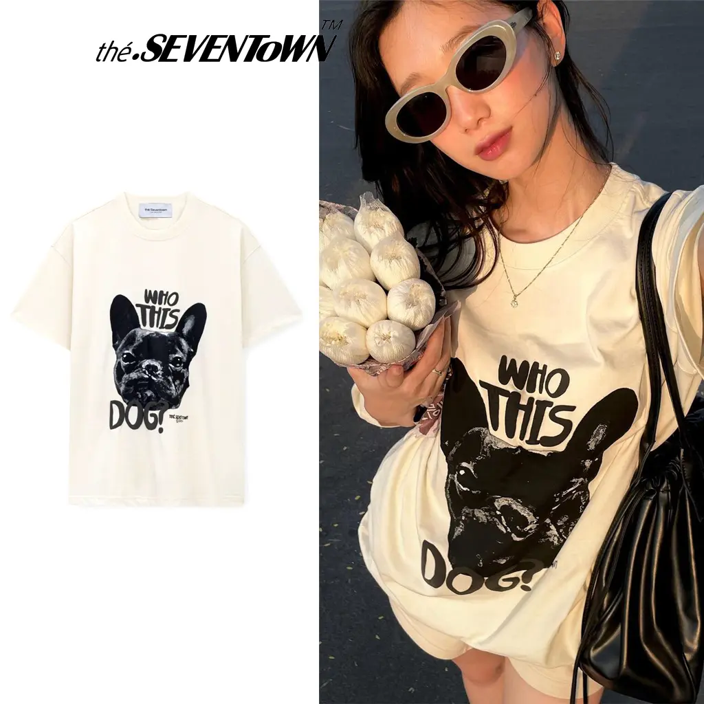 Áo Thun Unisex SEVENTOWN DOGGO KREAM TEE Tay Lỡ Local Brand Màu Kem Áo Phông Cổ Tròn Nam Nữ Women Top