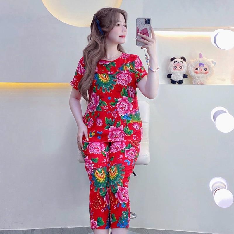 KA101 - Đồ Bộ Tole Lanh Áo Tay Cánh Tay Ngắn Quần 9 Tấc