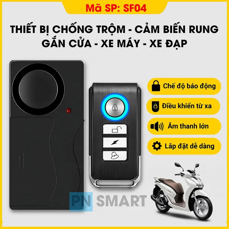 Thiết bị Báo động Chống trộm dùng cho xe máy, xe đạp, gắn cửa, cảm biến rung SF04 0
