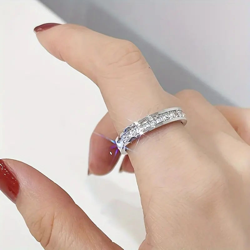 [Titanium Steel Wide Band Ring] 1pc Luxury Titanium Steel Wide Band Ring for Women, Simple Style, December Birthstone, Ideal for Daily Wear & Gifting, Perfect for Valentine'S Day, Anniversary, Christmas - All Seasons Jewelry 8