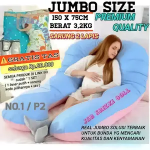 Bantal ibu hamil JUMBO PREMIUM FREE TAS cover 2 lapis,sarung bisa di lepas pasang [pakai furing] DOBLE RESLETING