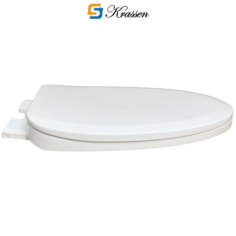 Product Introduction of <Mã KR.23> Nắp bồn cầu đóng êm KRASSEN làm từ nhựa PP cao cấp (màu Trắng sữa) hình mũi nhọn (chữ V) đa năng phù hợp với hầu hết bồn cầu một/hai khối 12