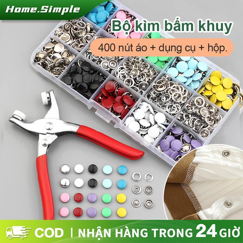 Bộ kìm cài nút quần áo Bộ kìm bấm khuy áo kèm hộp 400 chi tiết cúc áo, kìm bấm cúc tiện dụng cho mọi nhà dễ sử dụng Bộ công cụ bấm nút vô hình có khóa năm ngạnh bấm tay không cần may nút