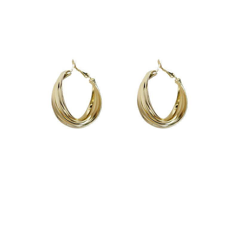 Product Introduction of Vintage Light Mid-Ancient Exaggerated Western Style Earrings Metal Geometry Earclip Earrings High-Grade Face-Showing Small Earrings 9