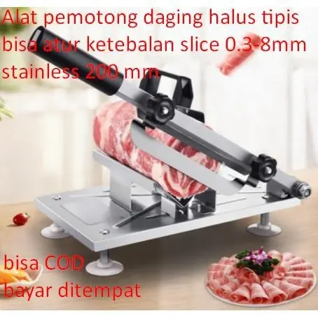 Alat pemotong daging halus tipis bisa atur ketebalan slice 0.3-8mm stainless 200 mm Buah Steel Kitchenware