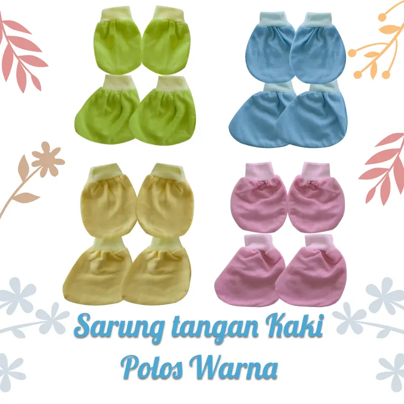 1 Lusin Set Sarung Tangan kaki bayi Polos 12 pasang ( 48Pcs ) Grosir Murah 0