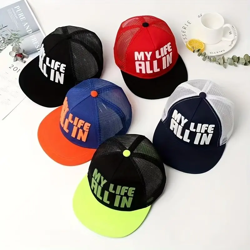 Mũ Lưới Thoáng Khí, Dành Cho Trẻ Em, Bé Trai Bé Gái, Phong Cách Hip Hop, Mũ Chống Nắng, Mũ Bóng Chày, Mũ Lưỡi Trai, Thích Hợp Cho Mùa Hè 0