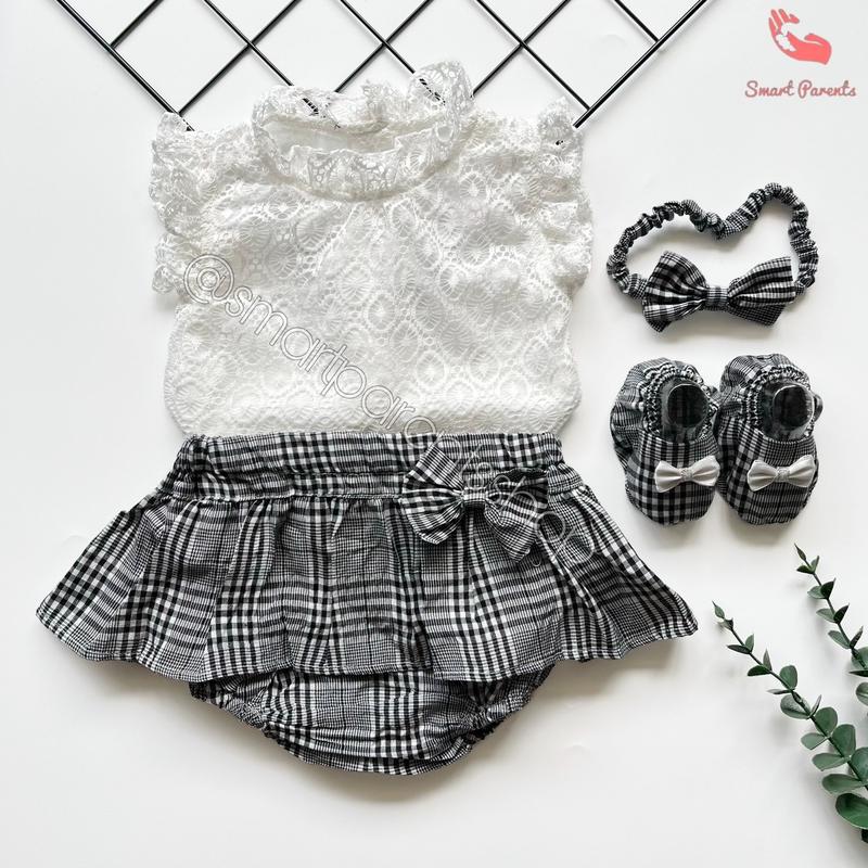Setelan Baju Brukat Jumper Rok Anak Bayi Perempuan Usia 0-6 Bulan Lucu Pakaian Baby Girl Kekinian Pergi JAlan Kondangan AGATHA JUMPER SET 3