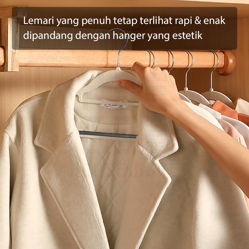 Gantungan Baju Anti Slip Isi 10 Pcs Hanger Gantungan Baju Dewasa Hanger dengan Karet Tebal 3