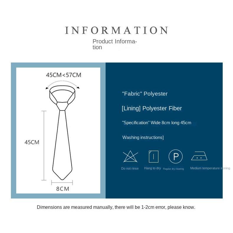 Business Zipper Tie Men's and Women's Formal Wear Black Bridegroom Wedding Korean Style Narrow Lazy People No Stripes 2