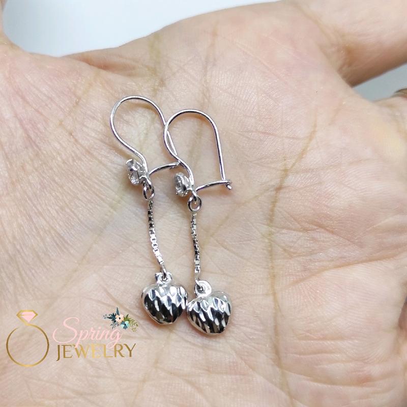 Anting Perak Wanita Kait Italy Love AD Silver 925 Asli Lapis Emas Putih 1