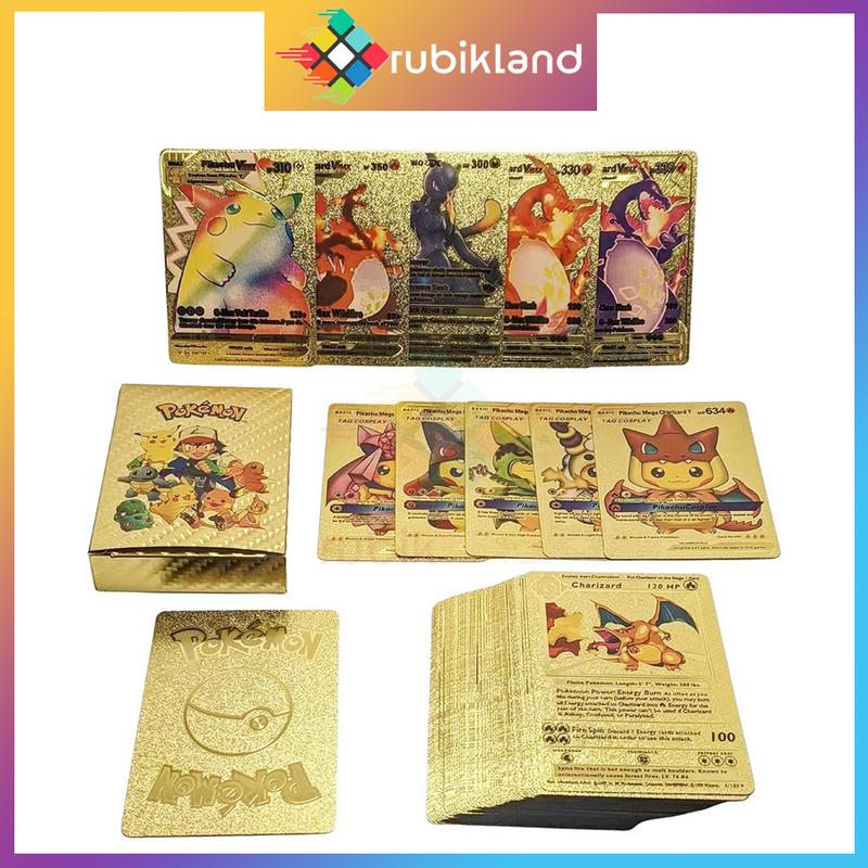 55 Lá Bài Pokemon Mạ Vàng Siêu Xịn Sò Trò Chơi Đối Kháng Không Có Quân Bài Trùng Đồ Chơi Trẻ Em Giải Trí Board Game