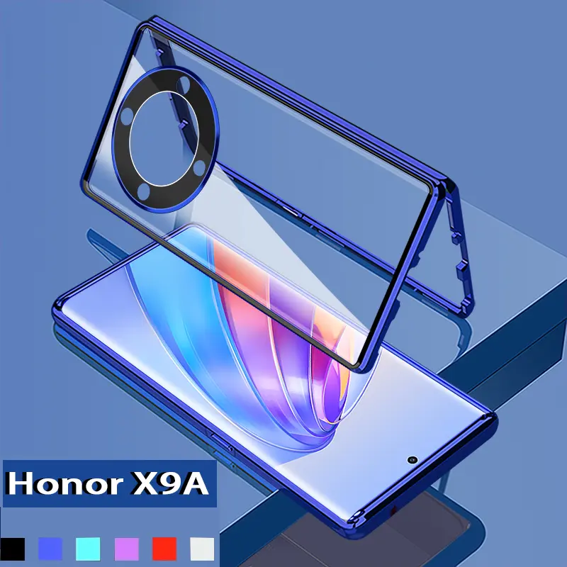 HonorX9b 2023 Phone Case For Honor X9b 90 90Pro X9A x9a 5G Honor 90 Pro 90 2023 Flip Cover Metal Double Sided Tempered Glass Mobile Casing Shockproof Hard Back Cover
