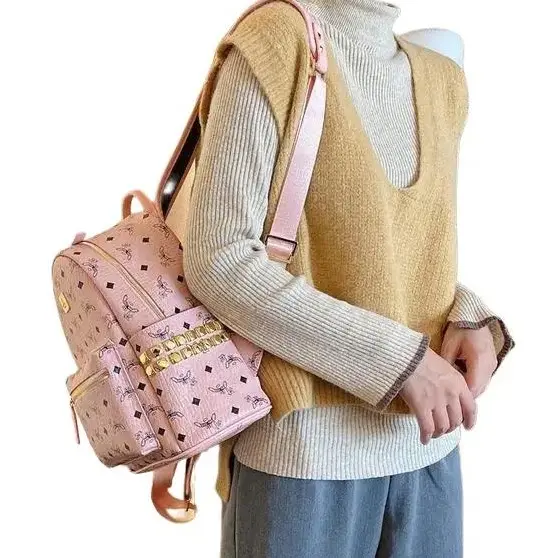 Balo Nam Nữ Da PU Họa Tiết Chữ M Thời Trang Phong Cách Hàn Quốc SIZE 40 - Đựng vừa sách vở A4, Atlat Địa Lý, laptop 14in 4