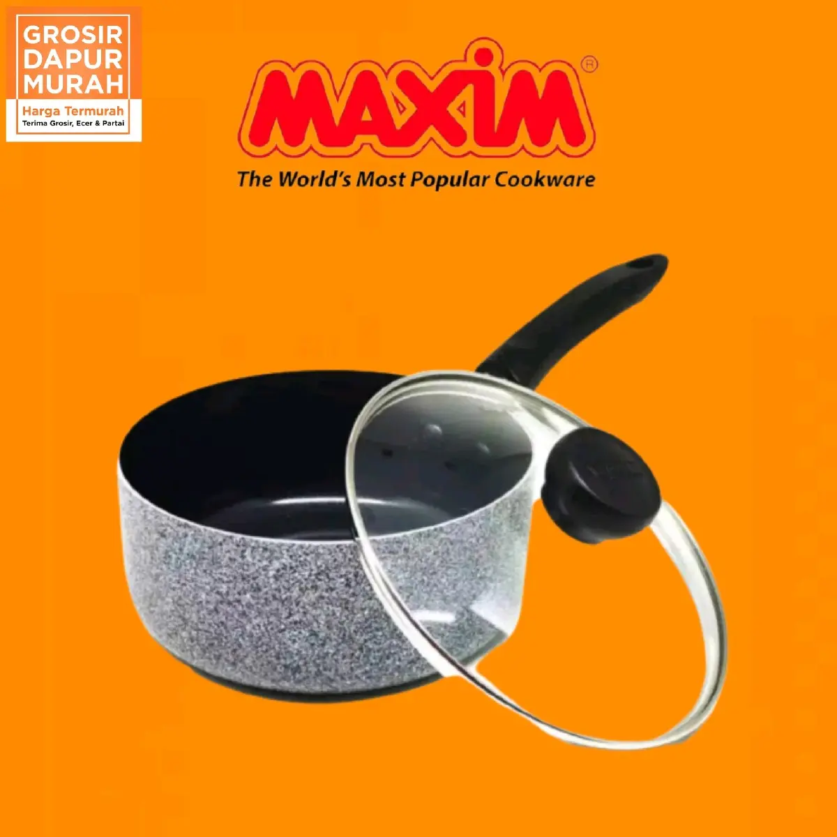 MAXIM SAUCEPAN NEOSTONE UK 16 I 18 PLUS TUTUP KACA