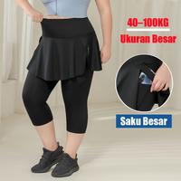 Gambar Legging Rok Celana Olahraga Wanita 2 in 1 Jumbo • High Waist Polos • Hijab Sport Yoga Gym Tennis Running - 8315-3Hitam, M BB:40-50KG dari HOTSHOW Official Store Kab. Tangerang 5 Tokopedia