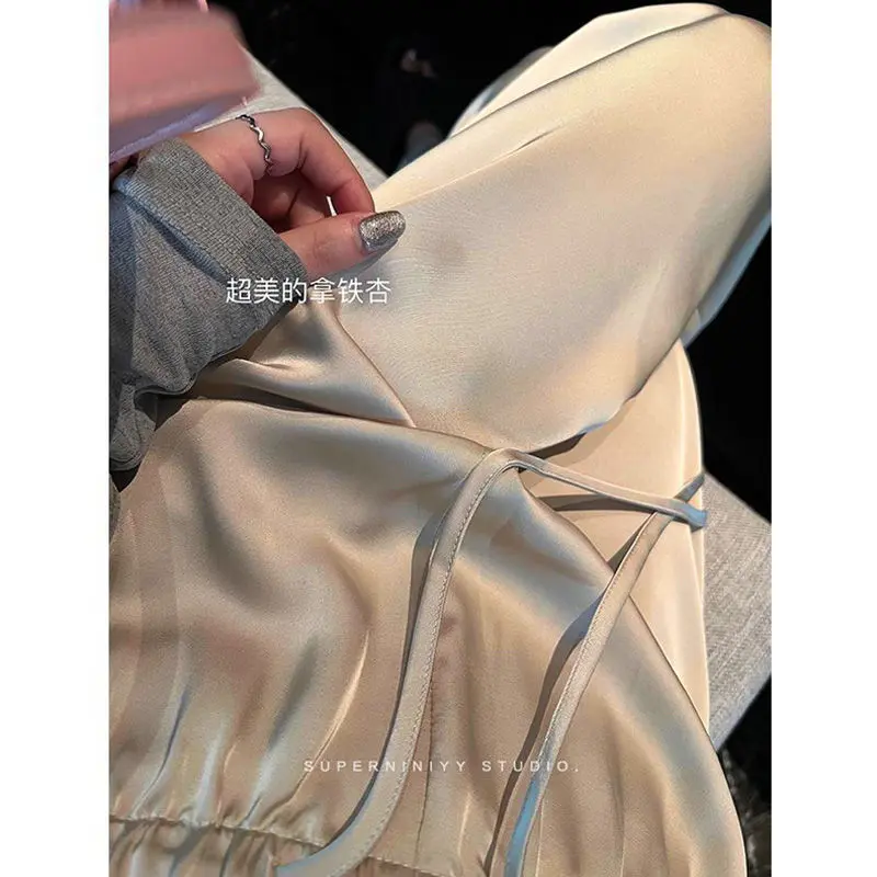 Satin Loose Casual Pants Pants for Women 2024 Spring and Summer New High Waist Drooping Straight-Leg Trousers