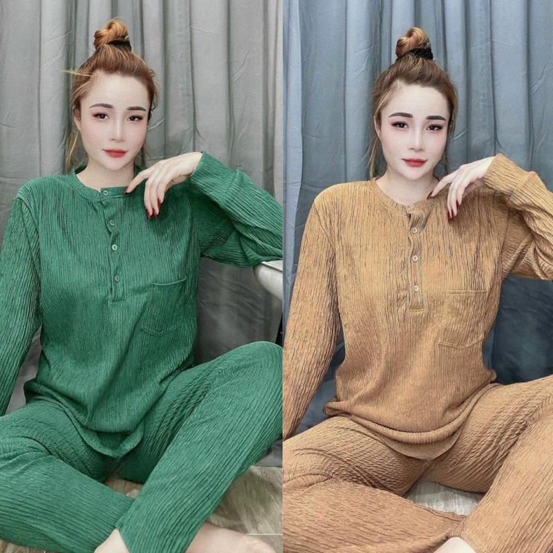 Set Đồ Nữ Đẹp Sang Chảnh Đồ Bộ Nữ Bigsize Vải Thun Xốp Nhật Áo Tay Dài Quần Dài Ủ Kem ESHOP Đồ Mặc Nhà Đẹp Dễ Thương