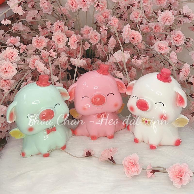  Heo đất thiên thần mắt híp cute dễ thương size nhỏ xinh... tiết kiệm tiền trang trí decor quà tặng,.... THOA CHAN - HEO ĐẤT XINH Ống Tiết Kiệm Đựng Tiền Ống Heo 