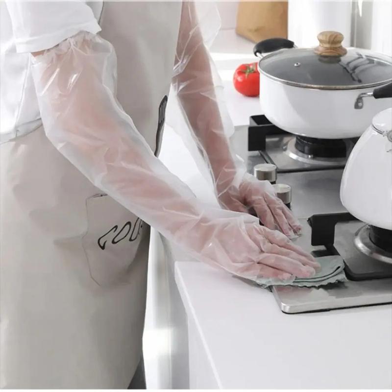 Product Introduction of 10PCS Multifunctional Disposable Gloves Plastic Waterproof Farm Glove Durable Transparent Cleaning Long Gloves 19