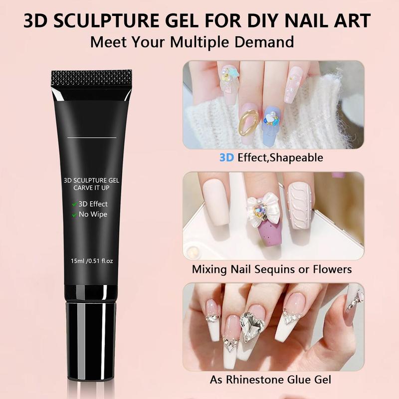 3D Nail Rhinestone Glue, Super Strong Gel Glue for Nail Charm, Nail Art Jewel Diamonds Gel for Women and Girls, Christmas Gifts for Girls 2