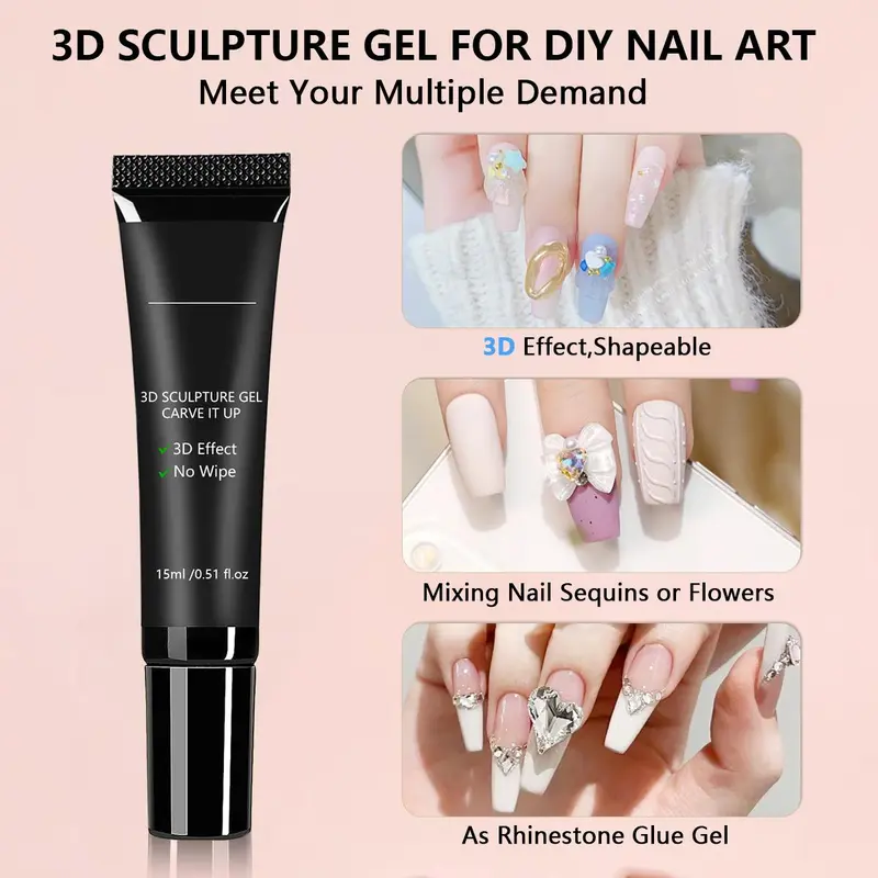 3D Nail Rhinestone Glue, Super Strong Gel Glue for Nail Charm, Nail Art Jewel Diamonds Gel for Women and Girls, Christmas Gifts for Girls 2